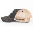Load image into Gallery viewer, Side profile of Beachmate adult trucker hat showing curved brim and mesh back