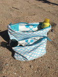 Load image into Gallery viewer, Set of two MyBeachMate mesh accessory bags (large & small) for travel organization. Transparent bags perfect for storing beach essentials.
